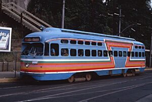 PAT | Port Authority of Pittsburgh | Pittsburgh, Pennsylvania | PCC Streetcar #1754 | Mount Lebanon – Beachview | September 11, 1981 | Richard R. Wallin photograph | Richard Prince Collection
