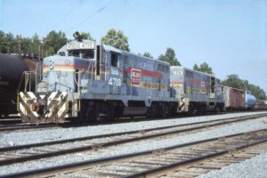 Seaboard Coast Lines | Charlotte, North Carolina | EMD GP16 #4719 and #4741 diesel-electric locomotives | July 8, 1985 | Dick Flock photograph / collection