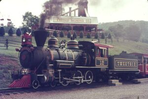 Tweetsie Railroad | ex – East Tennessee and Western North Carolina | Blowing Rock, North Carolina | Class 10-26-D 4-6-0 #12 narrow gauge steam locomotive | June 25, 1968 | George Leilich photograph / collection