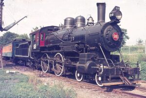 Wilmington and Western Railroad | Greenbank, Delaware | Class 4-4-0 #98 steam locomotive | Passenger train | July 28, 1968 | George Leilich photograph / collectiono