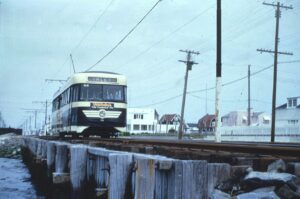 Atlantic City Transportation Company | Inlet — Atlantic City, New Jersey | Brill liner Streetcar #203 | May 1, 1954 | J.J. Buckley photograph | Mitchell E. Dakelman collection