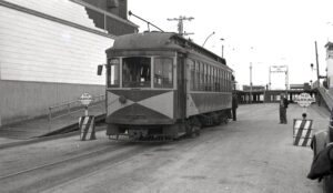 Atlantic City and Shore Railway | Shore Fast Line | Atlantic City, New Jersey | Interurban car #109 | Boardwalk and Virginia Avenue Terminal | May 1942 | Henry Libby photograph / collection
