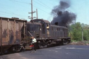 Conrail | ex-Central Railroad of New Jersey | Bridgeton, New Jersey | Alco RS3 #1701 diesel-electric locomotive | switching cars | Saturday, April 24, 1976 | Al Holtz photograph / collection