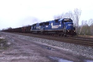 Conrail | Lawrence Park, Pennsylvania | EMD SD60 #6558 + SD60M #5569 diesel-electric locomotives | Eastbound coal train | May 10, 1996 | Dick Flock photograph / collection