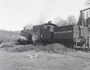 Middle Fork Railroad Company | Ellamore, West Virginia | Heisler #7 steam locomotive | May 1958 | Henry Libby photograph / collection