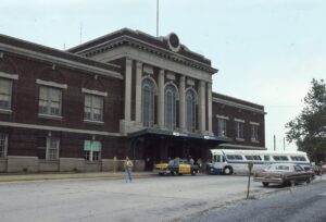Penn Central Transportation Company | ex – Pennsylvania Railroad | Lancaster, Pennsylvania | Passenger train and bus station | November 1975 | Will Coxey photograph / collection
