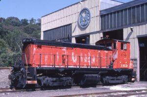 United States Steel Corporation | Hall, Pennsylvania | EMD SW1500 #153 diesel-electric locomotive | at Union Railroad engine house | August 9, 2006 | Gordon Lloyd, Jr. photograph | Stephen Timko collection