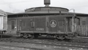 Baltimore and Ohio Railroad | Martinsburg, West Virginia | Class I12 Bay Window caboose #C2485 | February 27, 1974 | H.B. Olsen photograph / collection