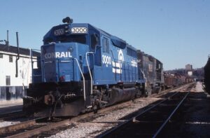 Conrail | Greentree, Pennsylvania | EMD GP40 #3000 + W&LE diesel-electric locomotives | on Wheeling & West Virginia | November 17, 1991 | Gordon Lloyd, Jr. photograph | Steven Timko collection