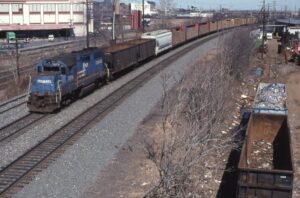 Conrail | Newark, New Jersey | EMD GP38-2 #7874 diesel-electric locomotive | local freight | H&P Branch | March 24, 1997 | Frank Etzel photograph / collection