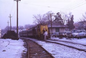 Erie Lackawanna Railway | Pearl River, New York | Alco RS3 #953 diesel-electric locomotive | Commuter Train | Pearl River Train Station | January 1970 | Ken Kulick photograph / collection