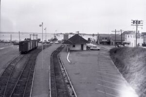 New York, New Haven and Hartford Railroad | Woods Hole, Massachusetts | Passenger Train Station | 1953 | Milton P. Baline photograph | Henry Libby Collection