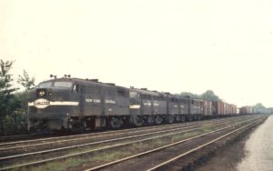New York Central System | Newberry Junction, Pennsylvania | Alco FA #1059m + 3 diesel-electric locomotives | NYC-2 | July 1965b | Dave Ingles photograph | Charles Anderson collection