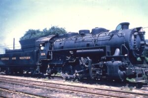 Norfolk and Western Railway | Petersburg, Virginia | Class G 2-8-0 #224 steam locomotive | June 14, 1957 | Bill Price photograph | Charles Anderson collection