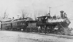 Pennsylvania Railroad | Philadelphia, Pennsylvania | Class 4-4-0 #728 steam locomotive | Passenger Train | 1886 | unknown photographer | Elmer Kremkow collection