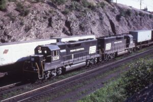 Penn Central Transportation Company | Altoona, Pennsylvania | EMD GP40 $#3238 and 3168 diesel-electric locomotives | freight service | July 12, 1969 | William Volkmer photograph | Mitchell Dakelman collection