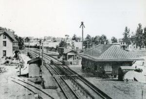 West Jersey and Southern Railroad | Kirkwood, New Jersey | Passenger station and signals | 1914 | postcard view photograph | R.L. Long / West Jersey Chapter, NRHS Collection