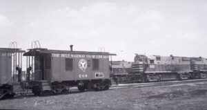 Belt Railway of Chicago | Chicago, Illinois | Caboose #208 and Alco C424 #600 plus one diesel-electric locomotives | Clearing Yard | April 21, 1976 | H.B. Olsen photograph / collection