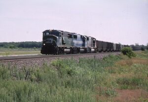 BNSF Railway | Staples, Minnesota | EMD SD60M#9889, EMD SD60 9024, SD75 #8235 | Todd Line | July 29, 2005 | Dick Flock photograph / collection