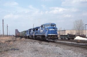 Conrail | Jersey City, New Jersey | GE C40-8 #6093 + 1 diesel-electric locomotives | freight service | August 9, 1991 | Frank Etzel photograph / collection       Etzel photograph / collection