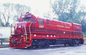 Finger Lakes Railway | Geneva, New York | GE U23B diesel-electric locomotive #2201 | Fresh Lehigh Valley inspired paint scheme | February 28, 2006 | Gordon Lloyd, Jr. photograph | Stephen Timko collection