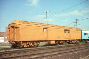 Fort Worth and Denver Railroad | Fort Worth, Texas | Baggage work car #X316 | December 1980 | Emery Gulash photograph | Stephen Timko collection