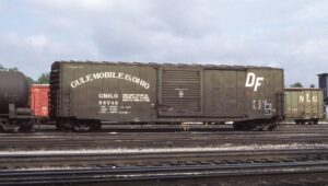 Gulf, Mobile and Ohio Railway | Jackson, Mississippi | Box car #56749 | July 13, 1987 | Conniff Rail Photograph | Stephen Timko collection