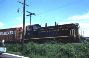 Maryland and Pennsylvania Railroad | Towson, Maryland | EMD SW9 #82 diesel-electric locomotive | last freight load | June 6, 1958 | George Leilich photograph | Mitchell E. Dakelman collection