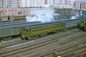 New York Central System | Mott Haven (Bronx), New York | MU Commuter car #4234 | August 1967 | Gerald Landau photograph | Morning Sun Books collection