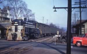 New York Central System | West Haverstraw, New York | Alco RS3 #8299 diesel-electric locomotive | West Shore commuter train | April 10, 1954 | Dave Sweetland photograph | Richard Prince collection