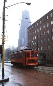 Port Authority of Allegheny County | PAT | Pittsburgh Railways | Pittsburgh, Pennsylvania | Streetcar # M454 | Route 64 | Forbes and Craig | April 1966 | Harold Buckley, Jr. photograph / collection