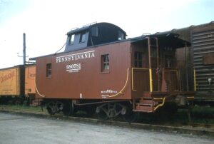Pennsylvania Railroad | Baltimore, Maryland | Wood sided N6e caboose #980781 | NMRA display | 1955 | Bill Guyette photograph | Henry Libby collection