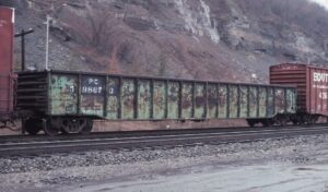 Penn Central Transportation Company | Conrail era | East Pittsburgh, Pennsylvania | Gondola car #598673 | March 28, 1996 | Dick Flock photograph / collection