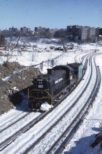 Penn Central Transportation Company | Bronx (Marble Hill), New York | Alco RS3 #5231 diesel-electric locomotive | Caboose Hop | February 15,1969 | Allan H. Roberts photograph | Mitchell E. Dakelman collection