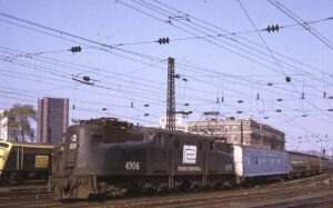 Penn Central Transportation Company | New Haven, Connecticut | Altoona Works class GG1 #4906 electric motor | westbound passenger service | November 8, 1970 | Allan H. Roberts photograph | Mitchell E. Dakelman collection