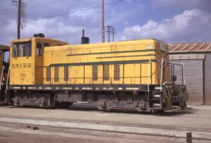 Santa Maria Valley Railroad | Santa Maria, California | GE 70-ton #30 diesel-electric locomotive | February 23, 1973 | W.L. Hammond photograph | Morning Sun Books collection