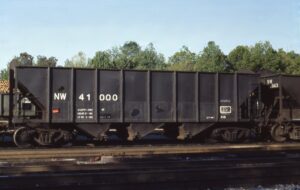 Norfolk and Western Railway | Crewe, Virginia | Class H-10Hopper car #91000 | May 9, 1987 | Dick Flock photograph / collection