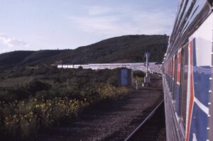 Amtrak | on Atchison Topeka and Sante Fe Railway | Raton Pass, New Mexico | View from Southwest Chief, Train 4, westbound | August 1975 | Ken Kulick photograph / collection