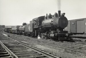 Erie Railroad | Jersey City, New Jersey | Class B4 0-6-0 #53 steam locomotive | switching freight cars | August 1941 | Fielding Lew Bowman photograph / collection