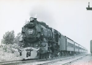 Pennsylvania Railroad | Pennsylvania Reading Seashore Lines | Egg Harbor City, New Jersey | Juniata Works K4s 4-6-2 #3736 steam locomotive | Passenger Train | August 14, 1949 | T.M. Flattley photograph | Francis B. Landenberger Palmer collection