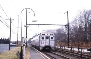 Southeastern Pennsylvania Transit | SEPTA | Noble, Pennsylvania | GE MU Car #170 + 1 | Commuter train | West Trenton Branch | December 1992 Eric McKeown photograph | Mitchell E. Dakelman collection