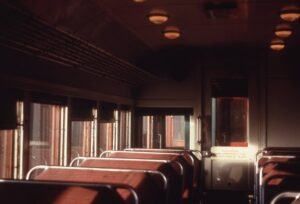 Chicago, North Shore and Milwaukee Railroad | Milwaukee, Wisconsin | Motor passenger interurban car #700 | Interior view | January 19, 1963 | Richard Wallin photograph | Charles Anderson collection